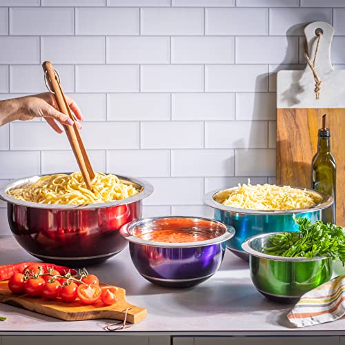 Colleta Home Colorful Mixing Bowl- 4 Pc Set- Stackable Nesting Bowls- Stainless Steel Mixing Bowls Non Slip Silicone Bottom- Cookware Set - My Kitchen Products