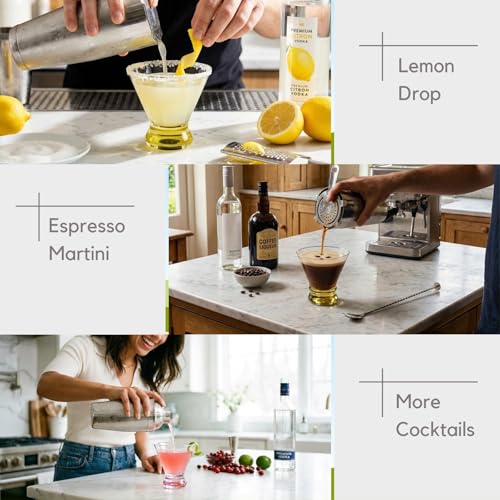 ColoVie Martini Glasses Set of 6 - Cocktail Glasses - 8oz Stemless Margarita, Bar, Dessert Glass - Colored Liquor Drinking Glassware - Cosmo, Manhattan, Espresso Martini - Cocktail Party Gift for Her - My Kitchen Products
