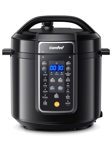 COMFEE’ 12-in-1 Electric Pressure Cooker, Instant Multi, Non-Stick Pot, Yogurt Maker, Rice Cooker, Slow, Sauté Steamer, Pressure Cooker 6 Quart Black - My Kitchen Products