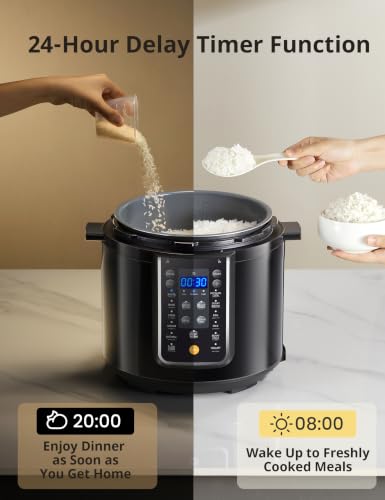 COMFEE’ 12-in-1 Electric Pressure Cooker, Instant Multi, Non-Stick Pot, Yogurt Maker, Rice Cooker, Slow, Sauté Steamer, Pressure Cooker 6 Quart Black - My Kitchen Products