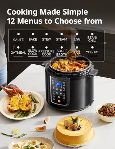 COMFEE’ 12-in-1 Electric Pressure Cooker, Instant Multi, Non-Stick Pot, Yogurt Maker, Rice Cooker, Slow, Sauté Steamer, Pressure Cooker 6 Quart Black - My Kitchen Products