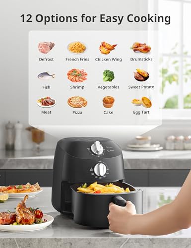 COMFEE' Compact 2.1 Quart Air Fryer with 12 Presets Menu Options, Adjustable Timer & Temperature Control 180-400 degrees F, Dishwasher-Safe Nonstick Fry Basket - My Kitchen Products