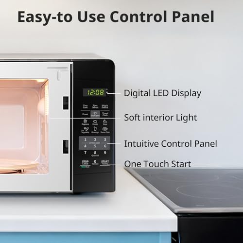 COMFEE' EM720CPL-PMB Countertop Microwave Oven with Sound On/Off, ECO Mode and Easy One-Touch Buttons, 0.7cu.ft, 700W, Black - My Kitchen Products