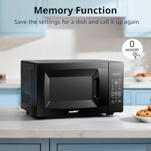 COMFEE' EM720CPL-PMB Countertop Microwave Oven with Sound On/Off, ECO Mode and Easy One-Touch Buttons, 0.7cu.ft, 700W, Black - My Kitchen Products