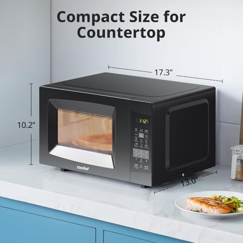 COMFEE' EM720CPL-PMB Countertop Microwave Oven with Sound On/Off, ECO Mode and Easy One-Touch Buttons, 0.7cu.ft, 700W, Black - My Kitchen Products