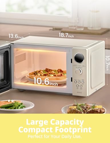 COMFEE' Retro Microwave Oven, Small Microwave with 6 Auto Menus, 0.9 cu.ft Countertop Compact Microwave with Multi-stage Cooking, Mute Function, LED digital, Apricot/900W, CMO-MMP02AA(AT) - My Kitchen Products