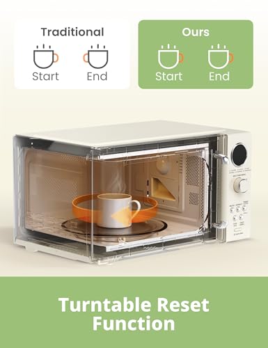 COMFEE' Retro Microwave Oven, Small Microwave with 6 Auto Menus, 0.9 cu.ft Countertop Compact Microwave with Multi-stage Cooking, Mute Function, LED digital, Apricot/900W, CMO-MMP02AA(AT) - My Kitchen Products