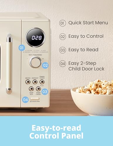 COMFEE' Retro Microwave Oven, Small Microwave with 6 Auto Menus, 0.9 cu.ft Countertop Compact Microwave with Multi-stage Cooking, Mute Function, LED digital, Apricot/900W, CMO-MMP02AA(AT) - My Kitchen Products