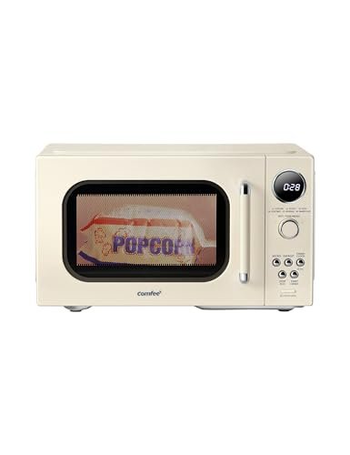 COMFEE' Retro Microwave Oven, Small Microwave with 6 Auto Menus, 0.9 cu.ft Countertop Compact Microwave with Multi-stage Cooking, Mute Function, LED digital, Apricot/900W, CMO-MMP02AA(AT) - My Kitchen Products