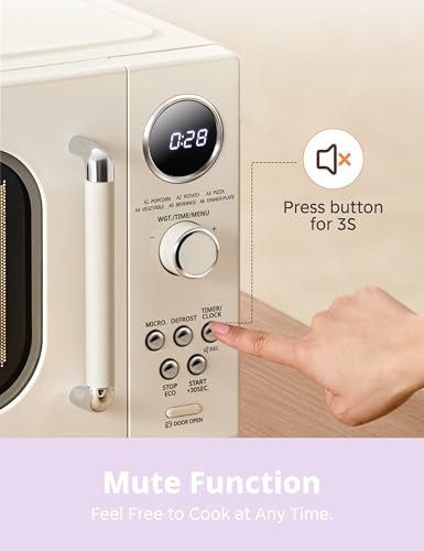 COMFEE' Retro Microwave Oven, Small Microwave with 6 Auto Menus, 0.9 cu.ft Countertop Compact Microwave with Multi-stage Cooking, Mute Function, LED digital, Apricot/900W, CMO-MMP02AA(AT) - My Kitchen Products