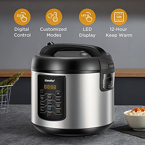 COMFEE' Rice Cooker 10 cup Uncooked/20 cup Cooked, Rice Maker, Steamer, Saute, Steamer and Warmer, 5.2 QT Large Capacity, Brown Rice, Quinoa and Oatmeal, 8 One-Touch Programs - My Kitchen Products