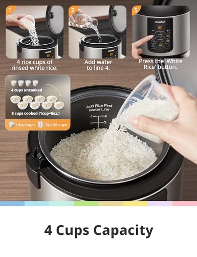 COMFEE' Rice Cooker with 6 Functions, 4-Cups Uncooked Rice - My Kitchen Products