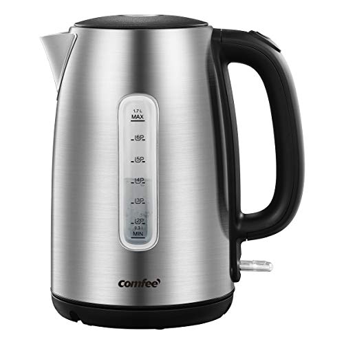 COMFEE' Stainless Steel Electric Kettle, 1.7 Liter Tea Kettle Electric & Hot Water Kettle, 1500W Fast Boil with LED Light, Auto Shut-Off and Boil-Dry Protection - My Kitchen Products