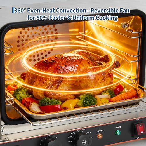 Commercial 22L Convection Countertop Oven - 2400W 3-Tier Electric Toaster Oven with 360° Hot Air Circulation - Stainless Steel Baking Oven with Temp Control (122-572°f) & Timer - My Kitchen Products