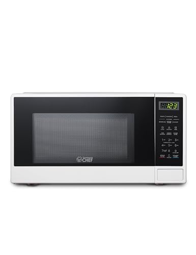 Commercial Chef 1.1 Cu. Ft. Countertop Microwave Oven, Touch Controls with Digital LED Display, 1100W Microwave, Push Button Door, 10 Power Levels, CHCM11100W, White - My Kitchen Products