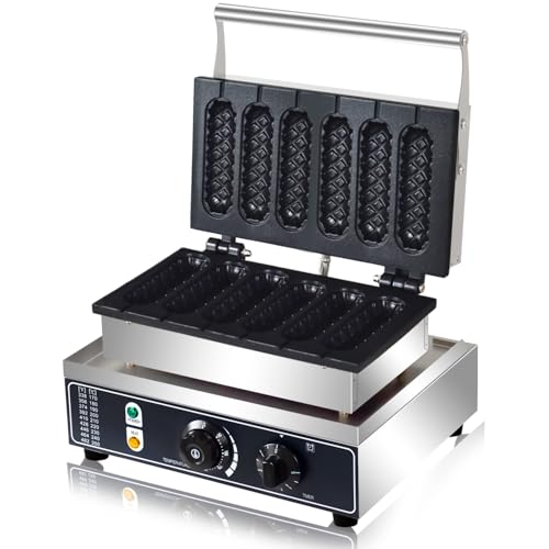 Commercial Corn Dog Waffle Maker,1600W Lolly Stick Waffle Maker,6 Slice Non-Stick,Stainless Steel Corn Hot Dog Waffle Iron with Temp and Time Control, for Restaurant Bakery Snack Bar Family. - My Kitchen Products