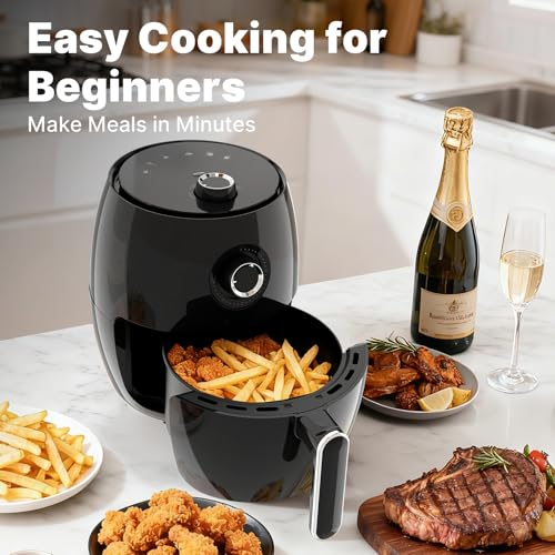 Compact Air Fryer Small, 2.1QT, 4-in-1 Small Mini Airfryer Compact, Bake, Roast, Reheat, 98% Less Oil, Adjustable Temperature & Timer, Quiet, Nonstick & Dishwasher Safe Basket, BPA-Free, Black - My Kitchen Products