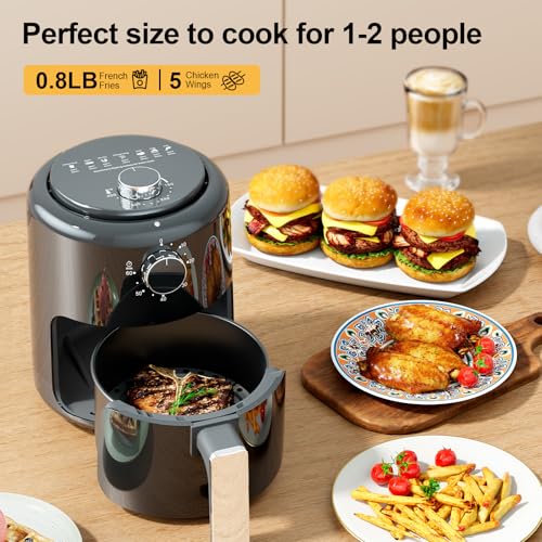 Compact Air Fryer Small 2QT, 4-in-1 Small Mini Airfryer, Bake, Roast, Reheat, 98% Less Oil, Adjustable Temperature Control w/ 60min Timer, Quiet, Nonstick & Dishwasher Safe Basket, BPA-Free, Black - My Kitchen Products
