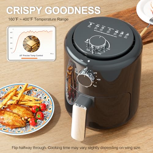 Compact Air Fryer Small 2QT, 4-in-1 Small Mini Airfryer, Bake, Roast, Reheat, 98% Less Oil, Adjustable Temperature Control w/ 60min Timer, Quiet, Nonstick & Dishwasher Safe Basket, BPA-Free, Black - My Kitchen Products