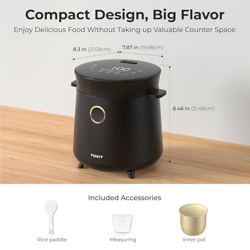 Compact Mini Rice Cooker Small Kitchen 3-Cup (Uncooked) / 6-Cup (Cooked), Non Stick Ceramic Inner Pot Rice Maker, 24H Timer Delay, Auto Keep Warm, 9 Functions Multicooker For Brown Rice, Steam, Soup - My Kitchen Products