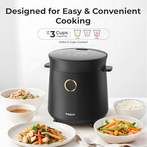 Compact Mini Rice Cooker Small Kitchen 3-Cup (Uncooked) / 6-Cup (Cooked), Non Stick Ceramic Inner Pot Rice Maker, 24H Timer Delay, Auto Keep Warm, 9 Functions Multicooker For Brown Rice, Steam, Soup - My Kitchen Products