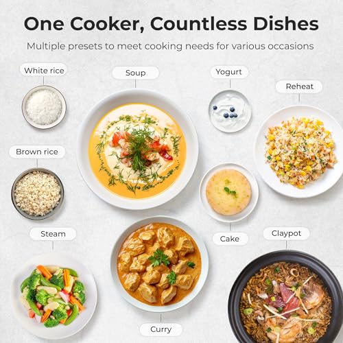 Compact Mini Rice Cooker Small Kitchen 3-Cup (Uncooked) / 6-Cup (Cooked), Non Stick Ceramic Inner Pot Rice Maker, 24H Timer Delay, Auto Keep Warm, 9 Functions Multicooker For Brown Rice, Steam, Soup - My Kitchen Products