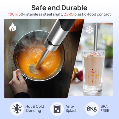 Consciot 4-in-1 Immersion Blender Handheld Max 1100W, Corded Stick Emulsifier with Entire Stainless Steel Blender Shaft, Trigger Speed Control, For Blending, Beating, Frothing, Mixing & More, Non-BPA - My Kitchen Products