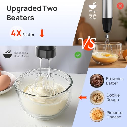 Consciot 4 in 1 Immersion Hand Blender Max 1100W, Corded Stick Emulsifier with Entire Stainless Steel Blender Shaft, Trigger Speed Control, For Blending, Beating, Frothing, Mixing & More, Non-BPA - My Kitchen Products