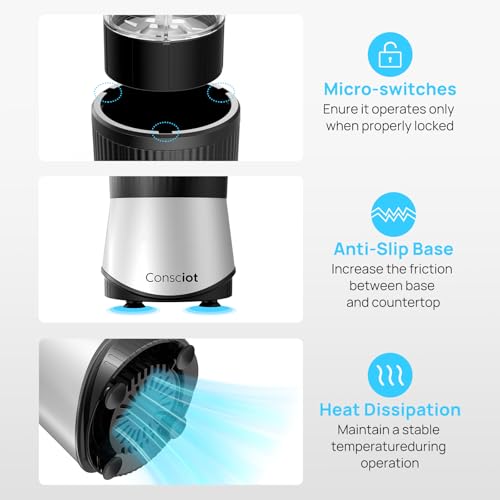 Consciot CB08 16-Piece Blender & Grinder Combo for Kitchen and Personal Size, Blend Shakes and Smoothies, Frozen Drinks, Baby Food, Spreads & More, 4 BPA-Free Portable To-Go Cups, 900 Peak Watts - My Kitchen Products