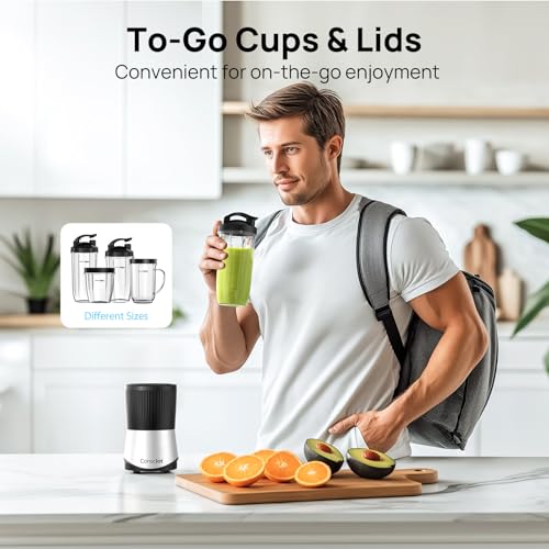 Consciot CB08 16-Piece Blender & Grinder Combo for Kitchen and Personal Size, Blend Shakes and Smoothies, Frozen Drinks, Baby Food, Spreads & More, 4 BPA-Free Portable To-Go Cups, 900 Peak Watts - My Kitchen Products