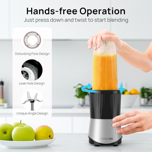 Consciot CB08 16-Piece Blender & Grinder Combo for Kitchen and Personal Size, Blend Shakes and Smoothies, Frozen Drinks, Baby Food, Spreads & More, 4 BPA-Free Portable To-Go Cups, 900 Peak Watts - My Kitchen Products