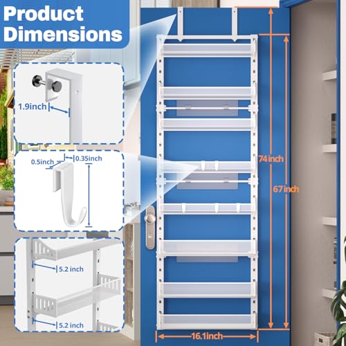 coobest 8-Tier Over the door Spice Rack Organizer, Large Heavy Duty Metal Wall Mount or Over The Door, 2 in 1 Rust-Proof Hanging Storage Shelf for Kitchen Pantry, Bathroom, Laundry Room, Closet - My Kitchen Products