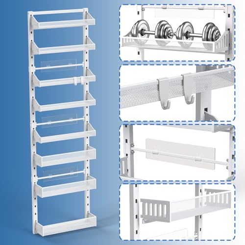 coobest 8-Tier Over the door Spice Rack Organizer, Large Heavy Duty Metal Wall Mount or Over The Door, 2 in 1 Rust-Proof Hanging Storage Shelf for Kitchen Pantry, Bathroom, Laundry Room, Closet - My Kitchen Products