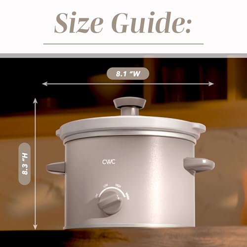 COOK WITH COLOR 2QT Mini Electric Round Slow Cooker - Adjustable Settings, Removable Stoneware Pot, Tempered Glass Lid, Dishwasher Safe, Cool-Touch Side Handles, Sand - My Kitchen Products