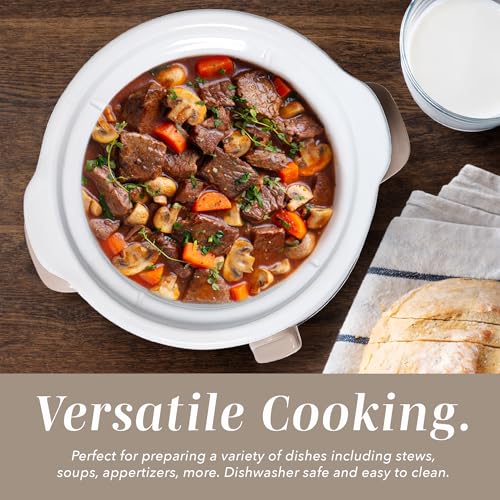 COOK WITH COLOR 2QT Mini Electric Round Slow Cooker - Adjustable Settings, Removable Stoneware Pot, Tempered Glass Lid, Dishwasher Safe, Cool-Touch Side Handles, Sand - My Kitchen Products