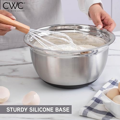 COOK WITH COLOR Stainless Steel Mixing Bowls Set with Lids - Nesting Bowls with Non-Slip Bottom, Silver, 14 Pieces - My Kitchen Products