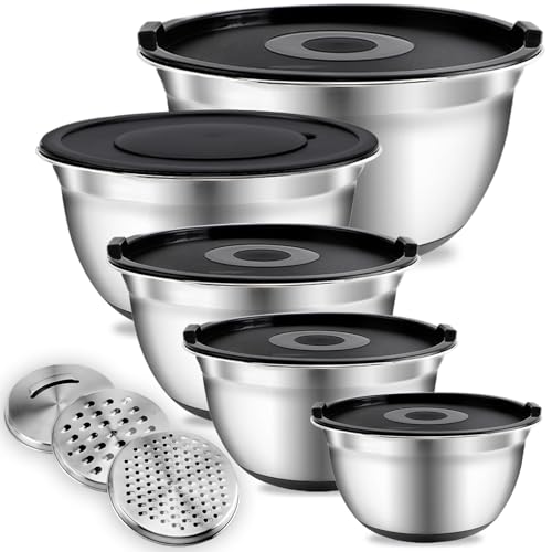 COOK WITH COLOR Stainless Steel Mixing Bowls Set with Lids - Nesting Bowls with Non-Slip Bottom, Silver, 14 Pieces - My Kitchen Products