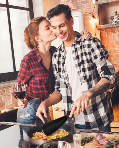 Cooking Spoon for Nonstick Cookwares, Great for Cooking and Serving Sturdy BPA-Free Matte Silicone, Wood Handle Spoon for Mixing, Scoop, and Scrape (Black & Grey, 11.4 inch) - My Kitchen Products