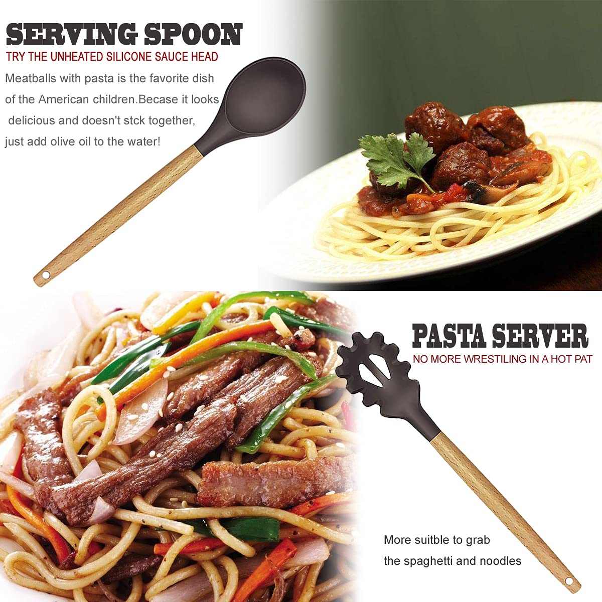 Cooking Utensils Set- 35 PCs Kitchen Utensils with Grater,Tongs, Spoon Spatula &Turner Made of Heat Resistant Food Grade Silicone and Wooden Handles Kitchen Gadgets Tools Set for Cookware - My Kitchen Products