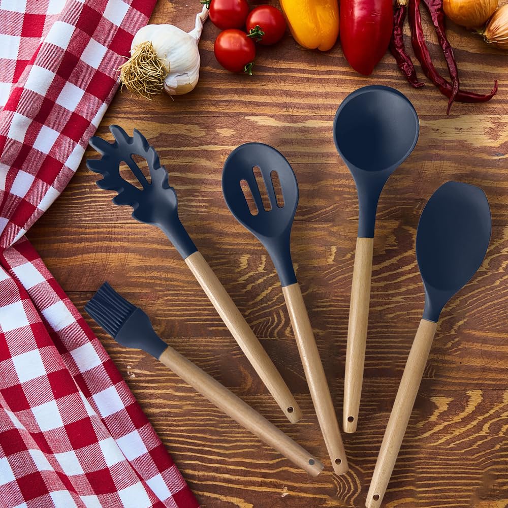 Cooking Utensils Set- 35 PCs Kitchen Utensils with Grater,Tongs, Spoon Spatula &Turner Made of Heat Resistant Food Grade Silicone and Wooden Handles Kitchen Gadgets Tools Set for Cookware - My Kitchen Products