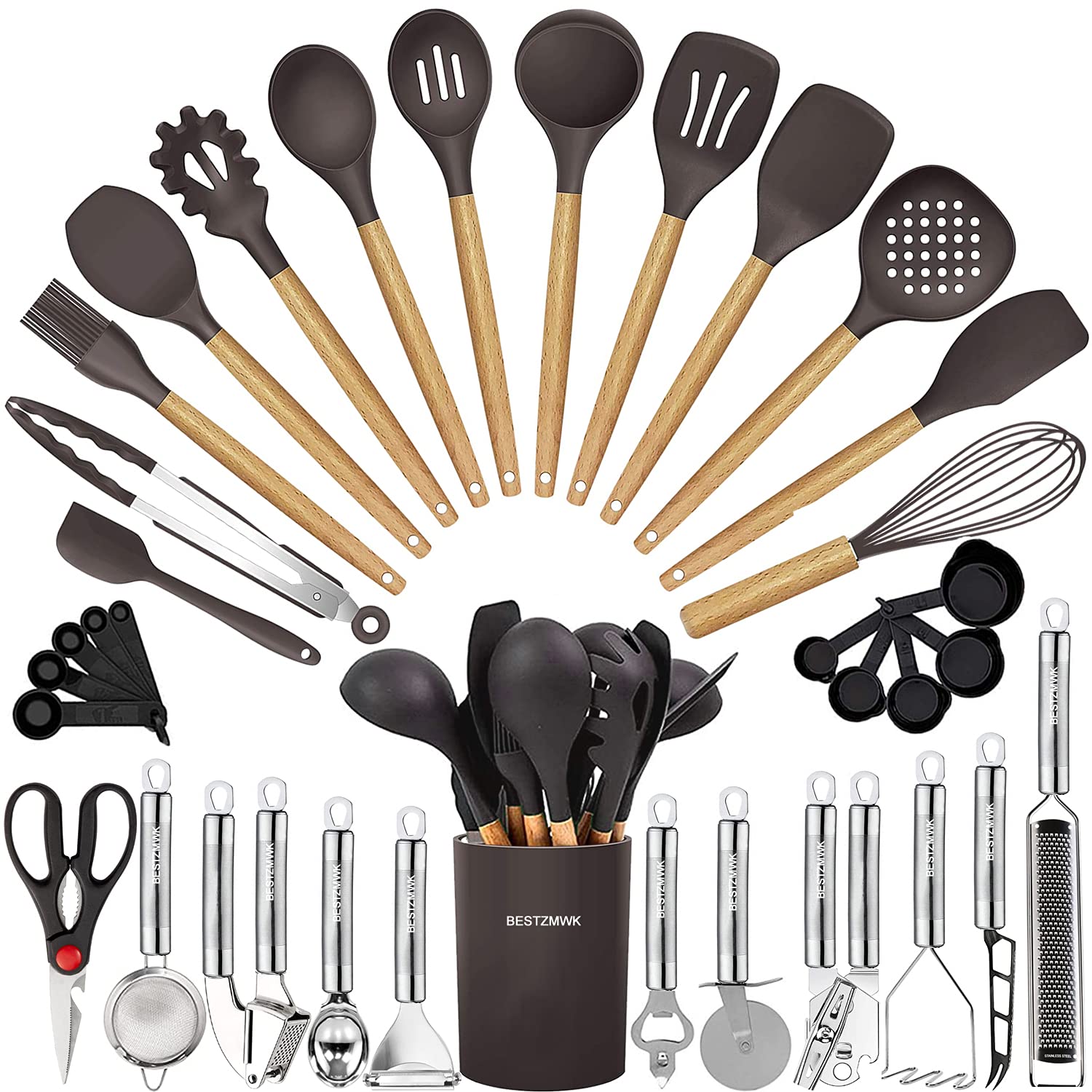 Cooking Utensils Set- 35 PCs Kitchen Utensils with Grater,Tongs, Spoon Spatula &Turner Made of Heat Resistant Food Grade