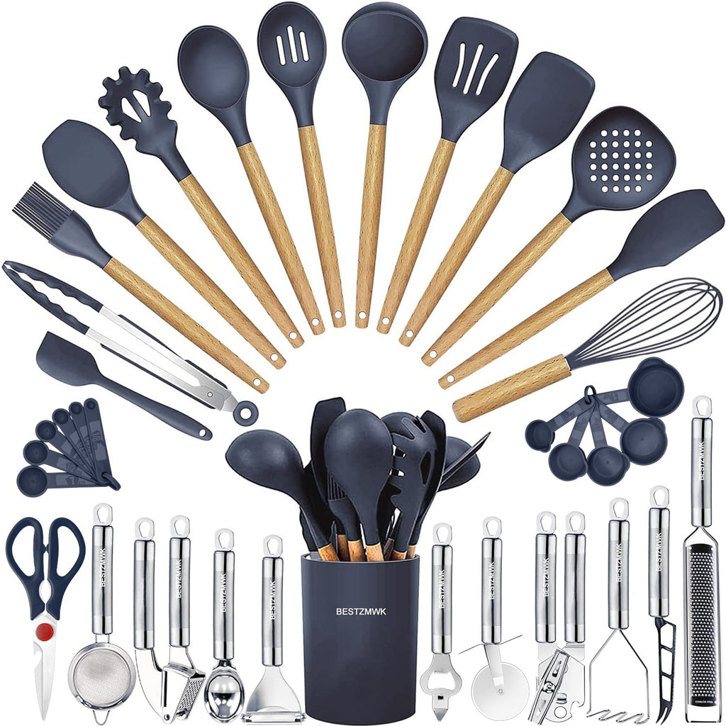 Cooking Utensils Set- 35 PCs Kitchen Utensils with Grater,Tongs, Spoon Spatula &Turner Made of Heat Resistant Food Grade