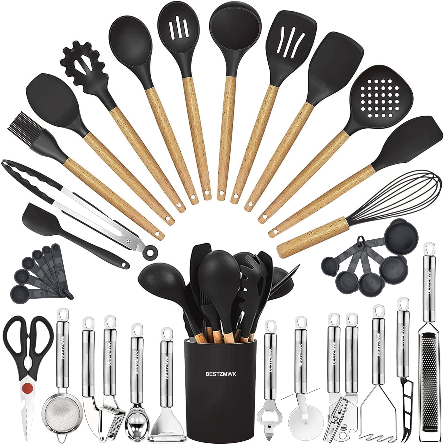 Cooking Utensils Set- 35 PCs Kitchen Utensils with Grater,Tongs, Spoon Spatula &Turner Made of Heat Resistant Food Grade