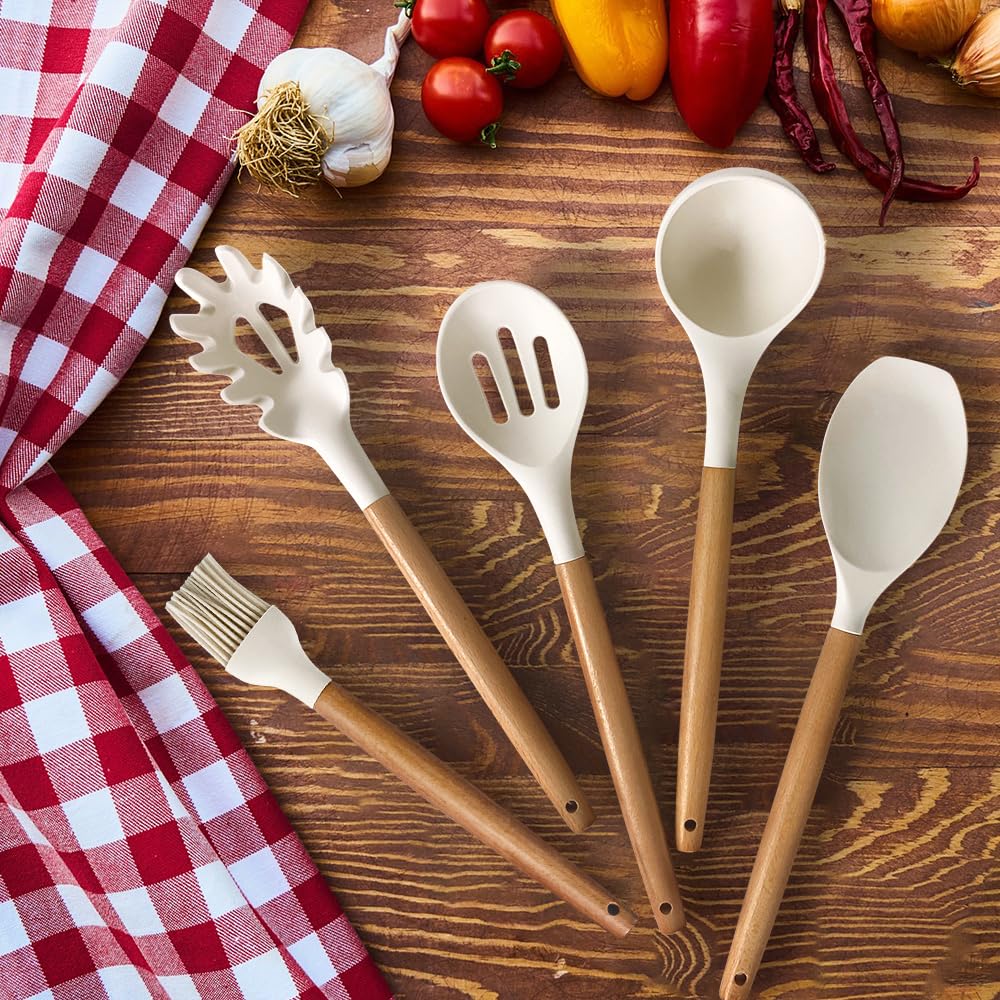 Cooking Utensils Set- 35 PCs Kitchen Utensils with Grater,Tongs, Spoon Spatula &Turner Made of Heat Resistant Food Grade Silicone and Wooden Handles Kitchen Gadgets Tools Set for Cookware - My Kitchen Products