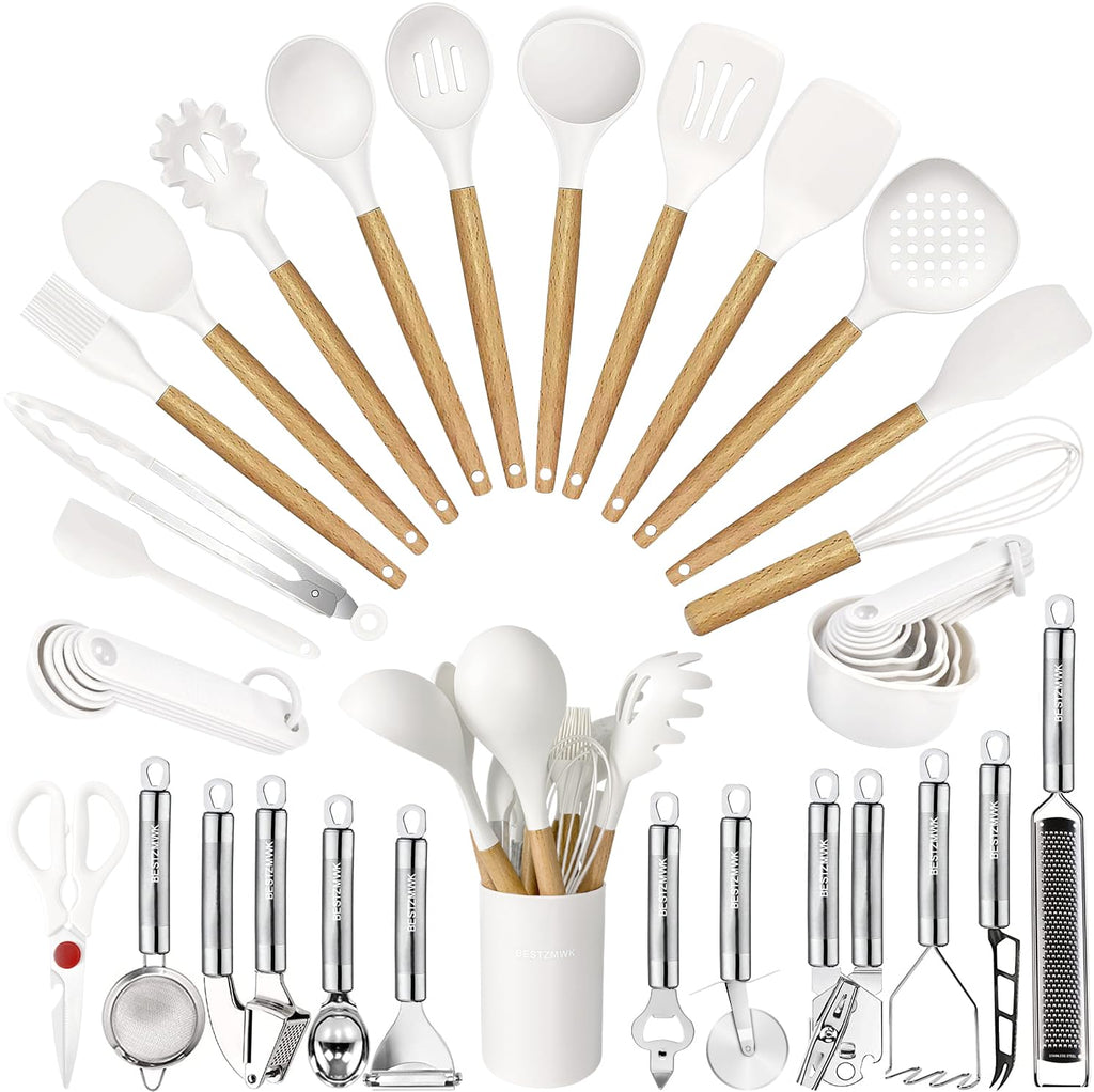Cooking Utensils Set- 35 PCs Kitchen Utensils with Grater,Tongs, Spoon Spatula &Turner Made of Heat Resistant Food Grade