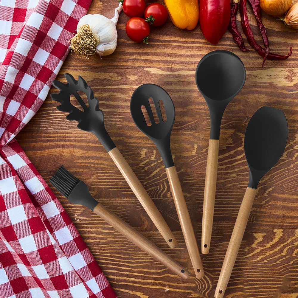 Cooking Utensils Set- 35 PCs Kitchen Utensils with Grater,Tongs, Spoon Spatula &Turner Made of Heat Resistant Food Grade Silicone and Wooden Handles Kitchen Gadgets Tools Set for Nonstick Cookware - My Kitchen Products