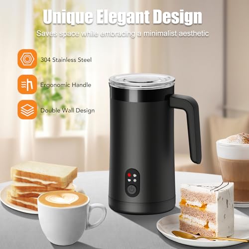 CookSwift Milk Frother, 4-in-1 Electric Milk Steamer and Frother, 13.5oz/400ml Automatic Large Capacity Warm and Cold Foam Maker, Milk Warmer and Coffee Frother for Latte, Cappuccino, Macchiato(Black) - My Kitchen Products