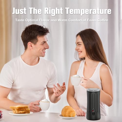 CookSwift Milk Frother, 4-in-1 Milk Steamer and Frother, 8.1oz/240ml Automatic Warm and Cold Foam Maker, Auto Shut-Off Frother for Coffee, Latte, Cappuccino, Macchiato(Black) - My Kitchen Products