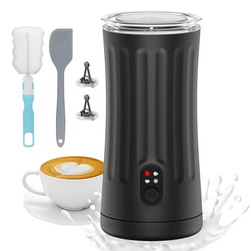 CookSwift Milk Frother, 4-in-1 Milk Steamer and Frother, 8.1oz/240ml Automatic Warm and Cold Foam Maker, Auto Shut-Off Frother for Coffee, Latte, Cappuccino, Macchiato(Black) - My Kitchen Products