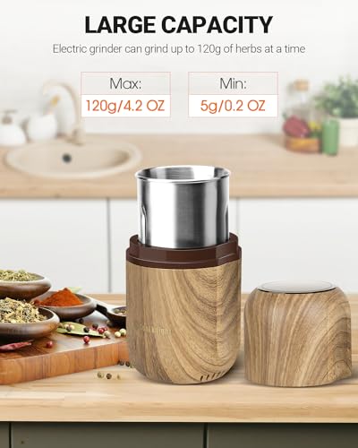 COOL KNIGHT Electric Herb Grinder [Large Capacity/High Rotating Speed]-Electric Grinder for Spices and Herbs (Wood grain 2) - My Kitchen Products